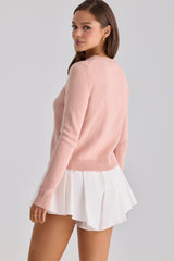 white cotton flared mini shorts