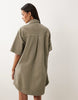 denim boxy shirt dress with pocket detail in khaki