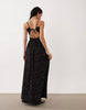 Esmée shirred beach maxi dress in black & white polka dots