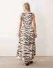 crinkle scoop neck midaxi sundress with shirred waist in animal print