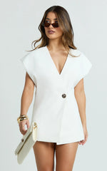 Maura Top - V Neck Cross Over Vest Top in White