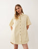 denim boxy shirt dress with pocket detail in buttermilk