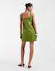 & Other Stories summer mini dress with bottom hem adjustable drawstring in green