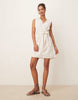 Vila linen blend wrap front mini dress with tie belt in oatmeal