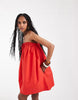 strapless trapeze mini dress in red