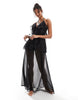 Miss Selfridge beach ruffle chiffon maxi dress in black