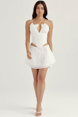 white chiffon strappy corset