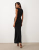 super scoop cami sculpted maxi dress in black scuba-style fabric