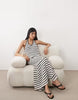 crochet jersey halter neck maxi dress in mono stripe