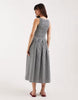 JJXX seersucker plaid midi dress in black