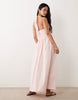 Miss Selfridge shirred halter poplin maxi dress in pink stripe