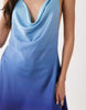 SNDYS satin cowl halterneck low back mini dress in blue ombre
