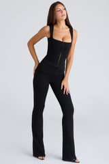 black stretch trousers