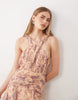 Pretty Lavish Brielle crossover ruched ruffle maxi dress in lilac and orange floral