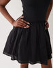 scoop ribbed bodice with poplin skirt mini dress in black