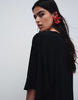 batwing T-shirt midi dress in black