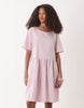 JDY short sleeve mini dress in pink stripes