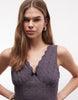 Daisy Street v neck corset style midi dress in gray broderie