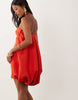 Petite bubble mini dress in scarlet scuba-style fabric