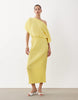 Never Fully Dressed Tilly off-shoulder plissé maxi dress in lemon