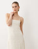 lace trapeze maxi dress in neutral