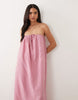 Kaiia exclusive cotton blend halterneck trapeze maxi sundress in pink