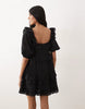 Miss Selfridge broderie ruffle milkmaid dress in black
