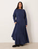 Curve slash neck maxi dress with full skirt in navy