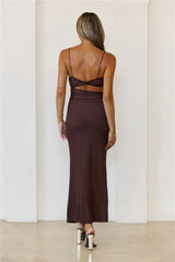 Poised Perfection Mesh Maxi Dress Brown
