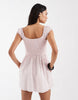 Hollister milkmaid smocked waist mini dress in pink polka dot print
