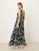 racer neck smock maxi dress in dark based floral