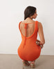 Wanderdoll Hallie knit rope trim detail tie back mini dress in orange