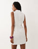 broderie mandarin collar mini dress in white