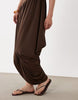 soft touch jersey drape detail midi dress in chocolate
