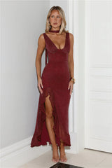 Glow In Twilight Maxi Dress Burgundy