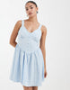 Vero Moda Petite button front gingham mini dress in blue and white