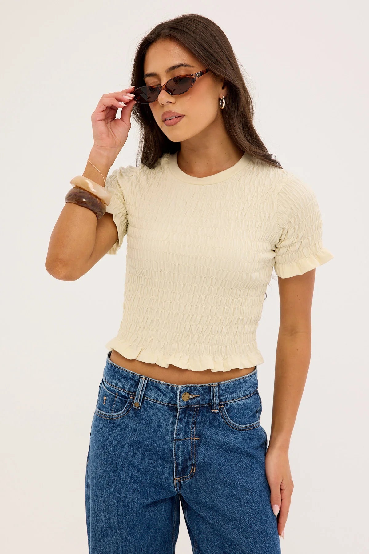 Thrills Against All Odds Shirred Tee Butter Cream