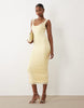 Oh Polly modal lace bralette detail midi dress in butter yellow
