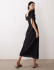 Wednesday's Girl shirred detail midaxi smock dress in black