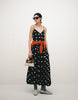 bias cut shift dress with bubble skirt in mono polka dot