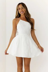 Petals And Poetry One Shoulder Mini Dress White