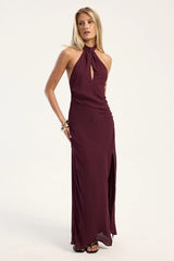 Perfect Stranger Ember Halter Maxi Dress Plum
