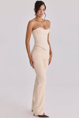 vintage ivory crepe straight leg trousers