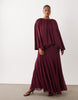 Curve full volume cape maxi dress with godets in berry