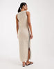 AWARE sleeveless corchet maxi dress in cream with black contrast trim