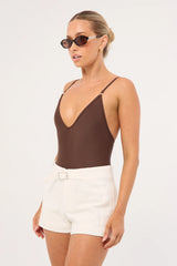 Perfect Stranger Maui Buckle Low Rise Linen Shorts White