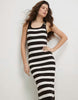 River Island knit ribbed striped dress in dark brown