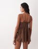 Rita pleated beach cover up in chocolate