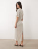 Mango T-shirt dress with twist detail in beige