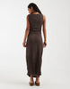 ONLY ruched detail maxi dress in chocolate brown